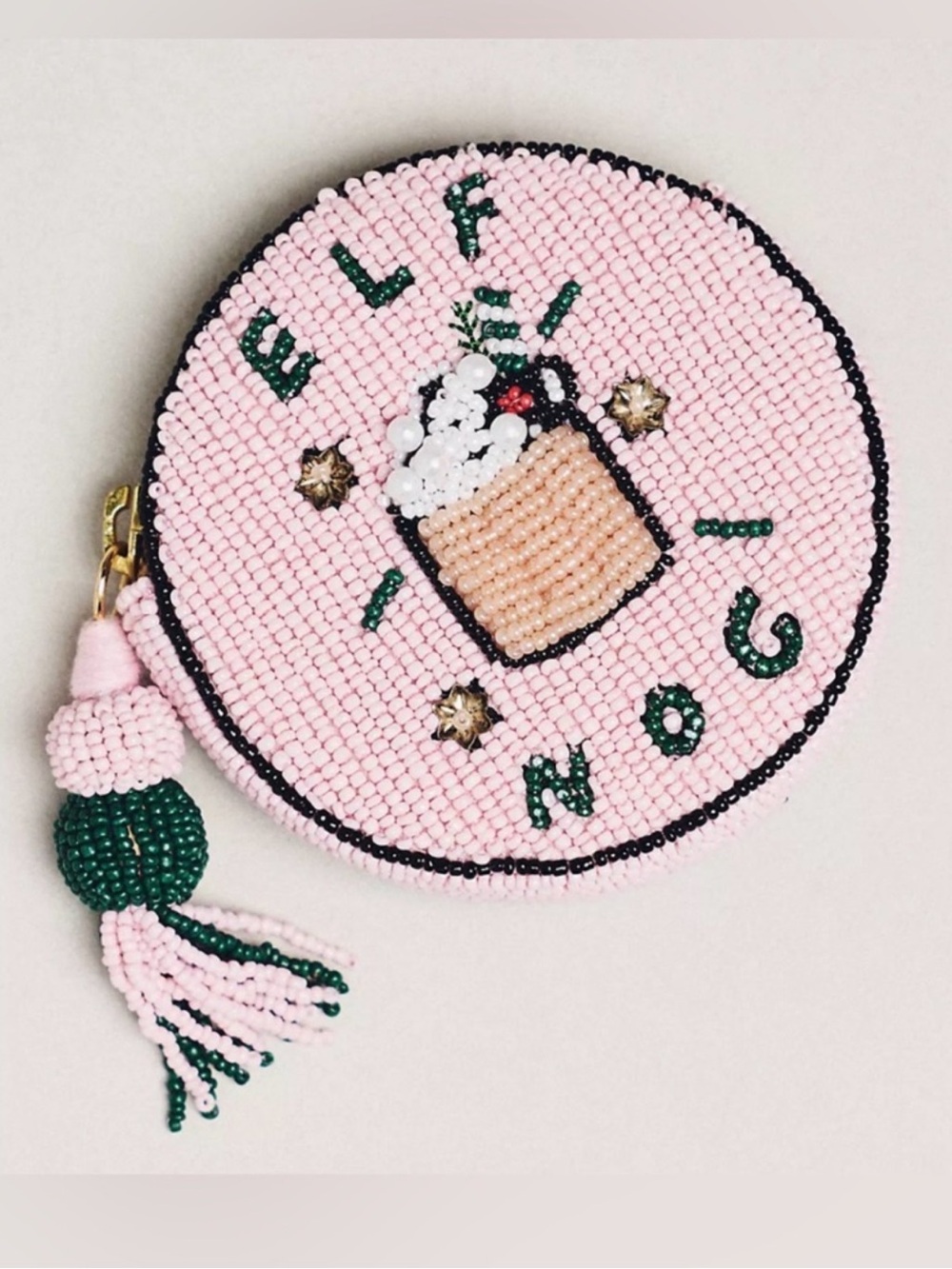Anthropologie Nephthys Beaded Coin Purse Elf Nog